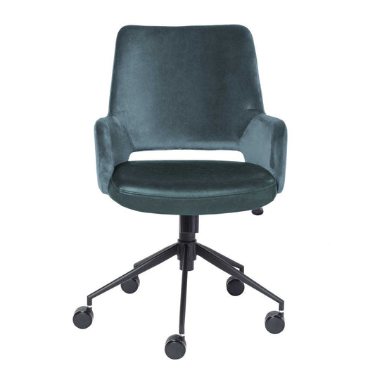 Blue and Black Adjustable Swivel Fabric Rolling Office Chair HomeRoots