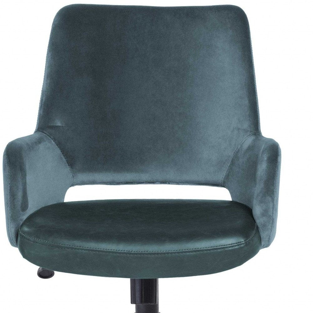 Blue and Black Adjustable Swivel Fabric Rolling Office Chair HomeRoots