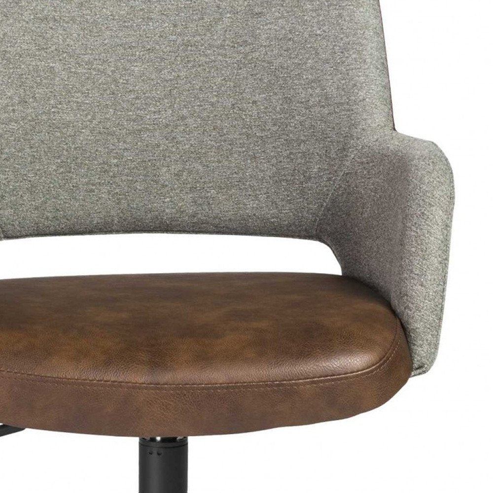 Gray Brown and Black Adjustable Swivel Fabric Rolling Office Chair HomeRoots