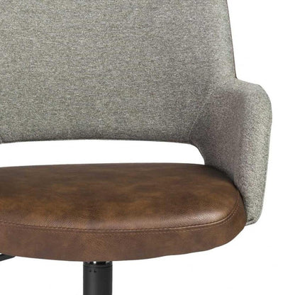 Gray Brown and Black Adjustable Swivel Fabric Rolling Office Chair HomeRoots