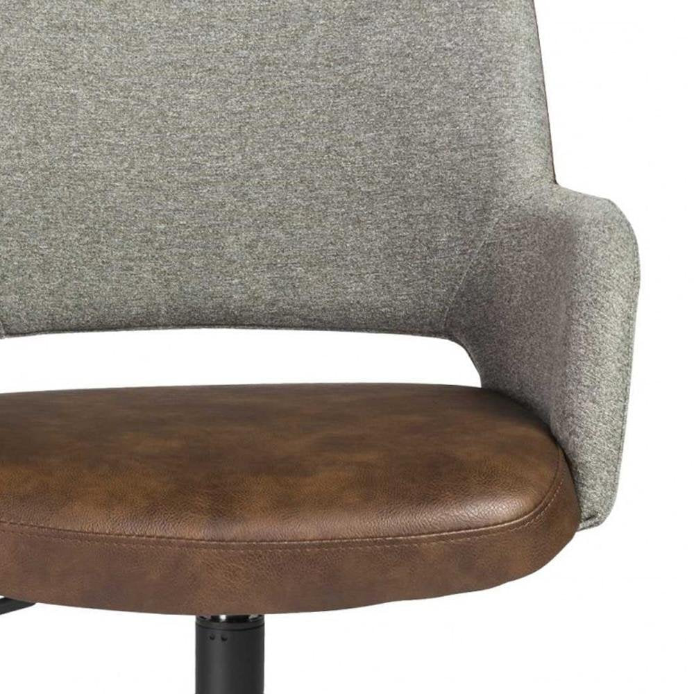 Gray Brown and Black Adjustable Swivel Fabric Rolling Office Chair HomeRoots