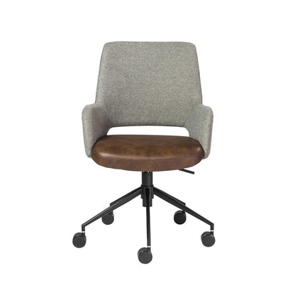 Gray Brown and Black Adjustable Swivel Fabric Rolling Office Chair HomeRoots