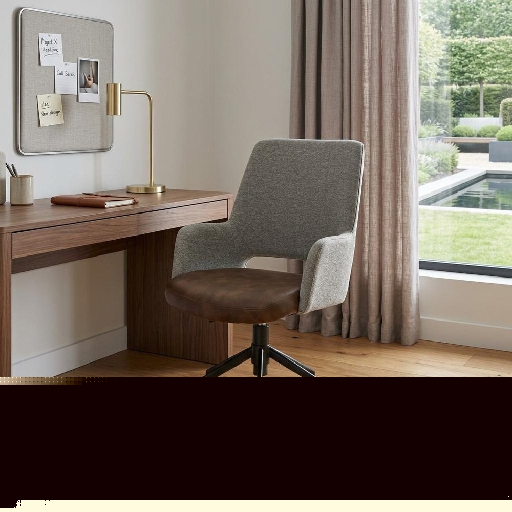 Gray Brown and Black Adjustable Swivel Fabric Rolling Office Chair HomeRoots