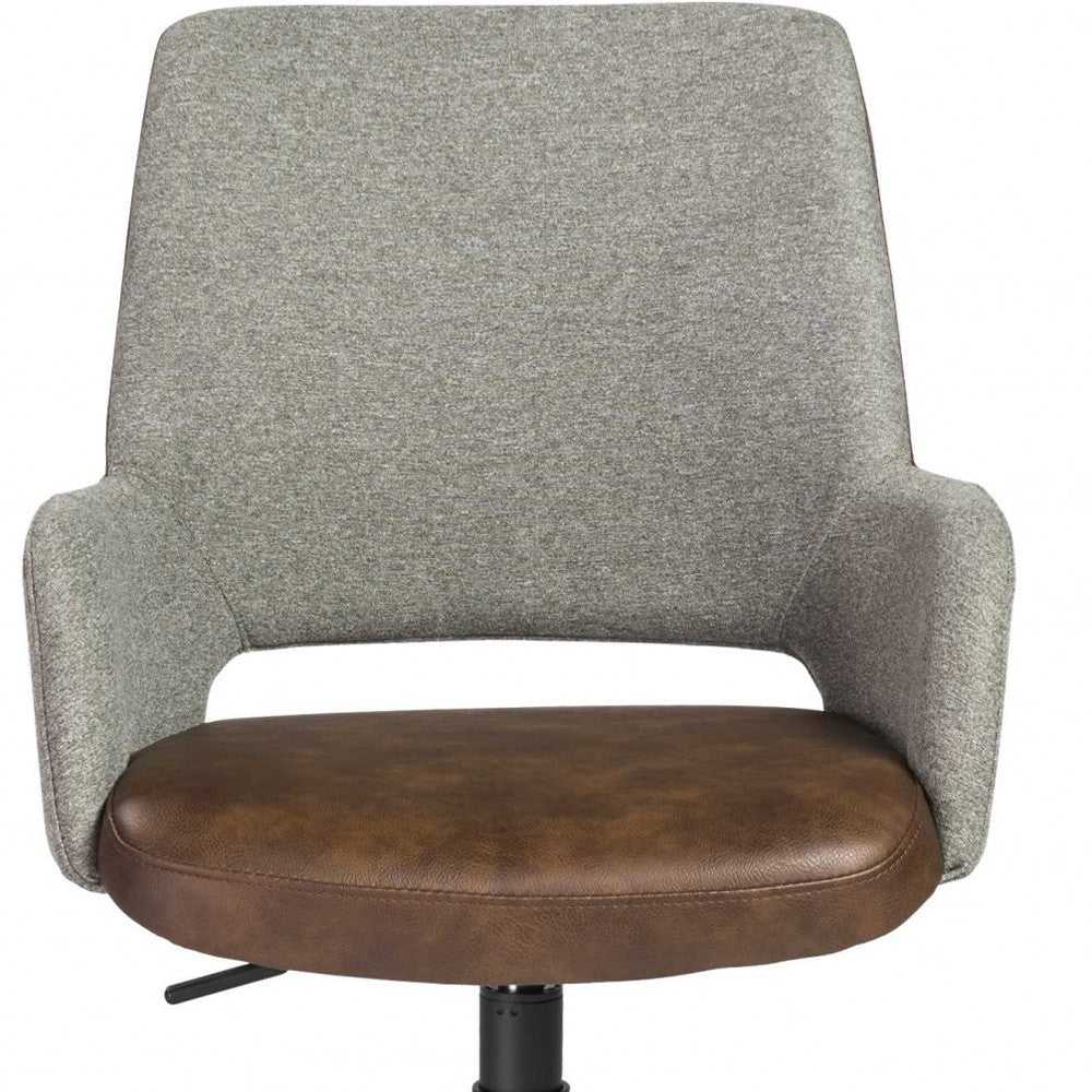 Gray Brown and Black Adjustable Swivel Fabric Rolling Office Chair