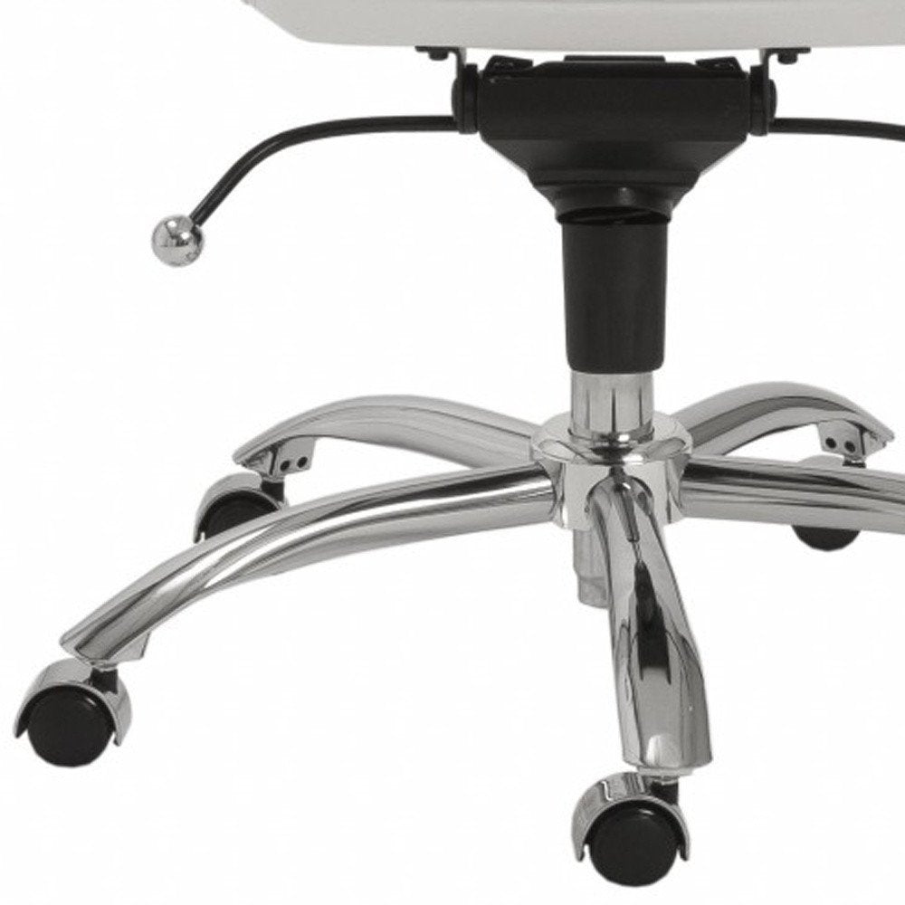 White and Silver Adjustable Swivel Faux Leather Rolling Conference Office Chair HomeRoots