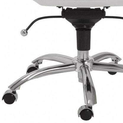 White and Silver Adjustable Swivel Faux Leather Rolling Conference Office Chair HomeRoots