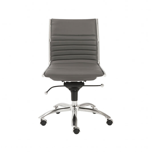 Gray and Silver Adjustable Swivel Faux Leather Rolling Conference Office Chair