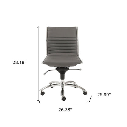 Gray and Silver Adjustable Swivel Faux Leather Rolling Conference Office Chair HomeRoots