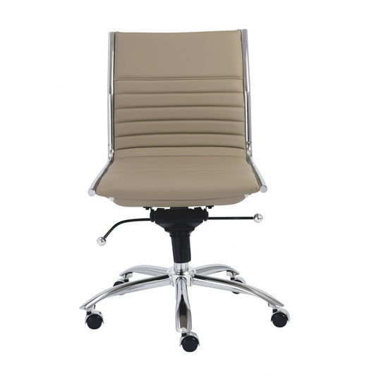 Taupe and Silver Adjustable Swivel Faux Leather Rolling Conference Office Chair HomeRoots
