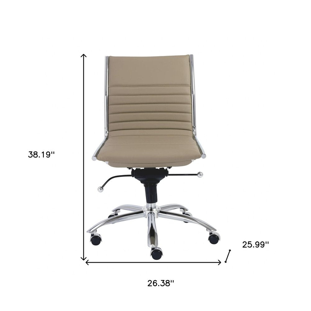Taupe and Silver Adjustable Swivel Faux Leather Rolling Conference Office Chair HomeRoots
