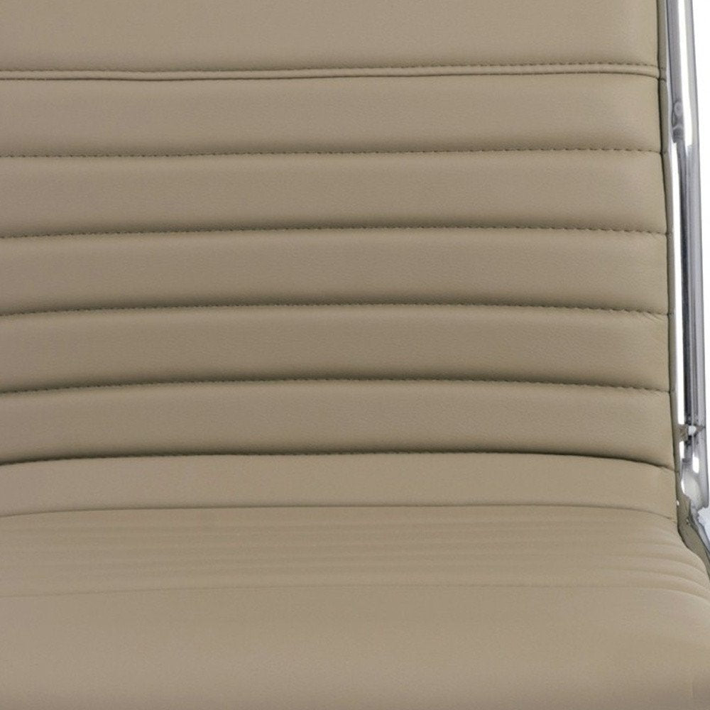 Taupe and Silver Adjustable Swivel Faux Leather Rolling Conference Office Chair HomeRoots