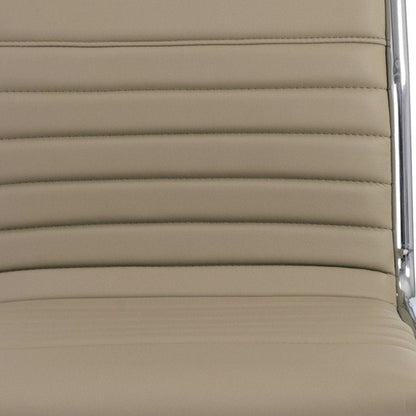 Taupe and Silver Adjustable Swivel Faux Leather Rolling Conference Office Chair HomeRoots