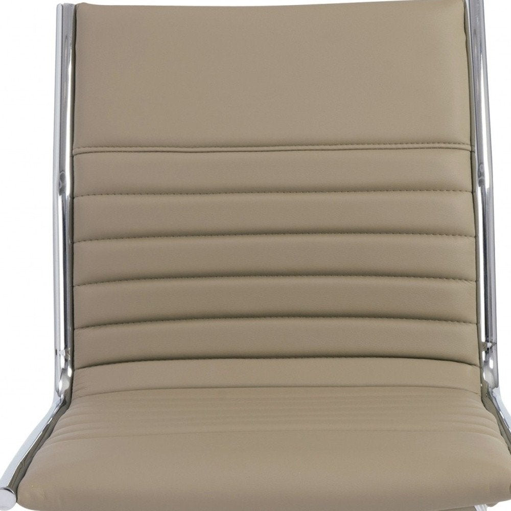 Taupe and Silver Adjustable Swivel Faux Leather Rolling Conference Office Chair HomeRoots