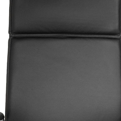 Black and Silver Adjustable Swivel Faux Leather Rolling Executive Office Chair HomeRoots