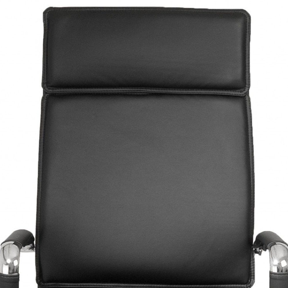Black and Silver Adjustable Swivel Faux Leather Rolling Executive Office Chair HomeRoots