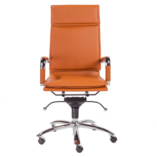Amber and Silver Adjustable Swivel Faux Leather Rolling Executive Office Chair