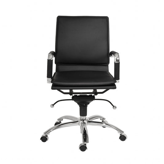 Black and Silver Adjustable Swivel Faux Leather Rolling Conference Office Chair