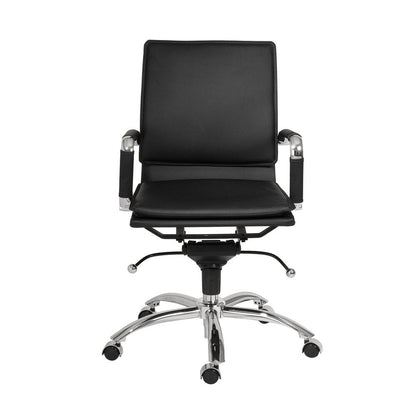 Black and Silver Adjustable Swivel Faux Leather Rolling Conference Office Chair HomeRoots
