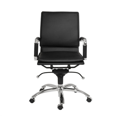 Black and Silver Adjustable Swivel Faux Leather Rolling Conference Office Chair HomeRoots