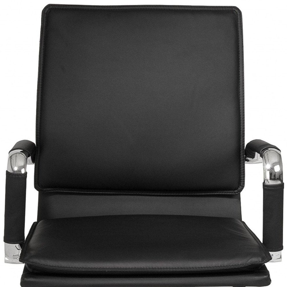 Black and Silver Adjustable Swivel Faux Leather Rolling Conference Office Chair HomeRoots
