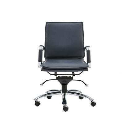 Blue and Silver Adjustable Swivel Faux Leather Rolling Conference Office Chair HomeRoots
