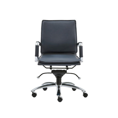 Blue and Silver Adjustable Swivel Faux Leather Rolling Conference Office Chair HomeRoots