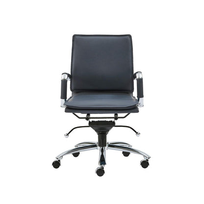 Blue and Silver Adjustable Swivel Faux Leather Rolling Conference Office Chair HomeRoots
