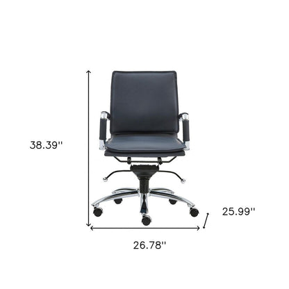 Blue and Silver Adjustable Swivel Faux Leather Rolling Conference Office Chair HomeRoots