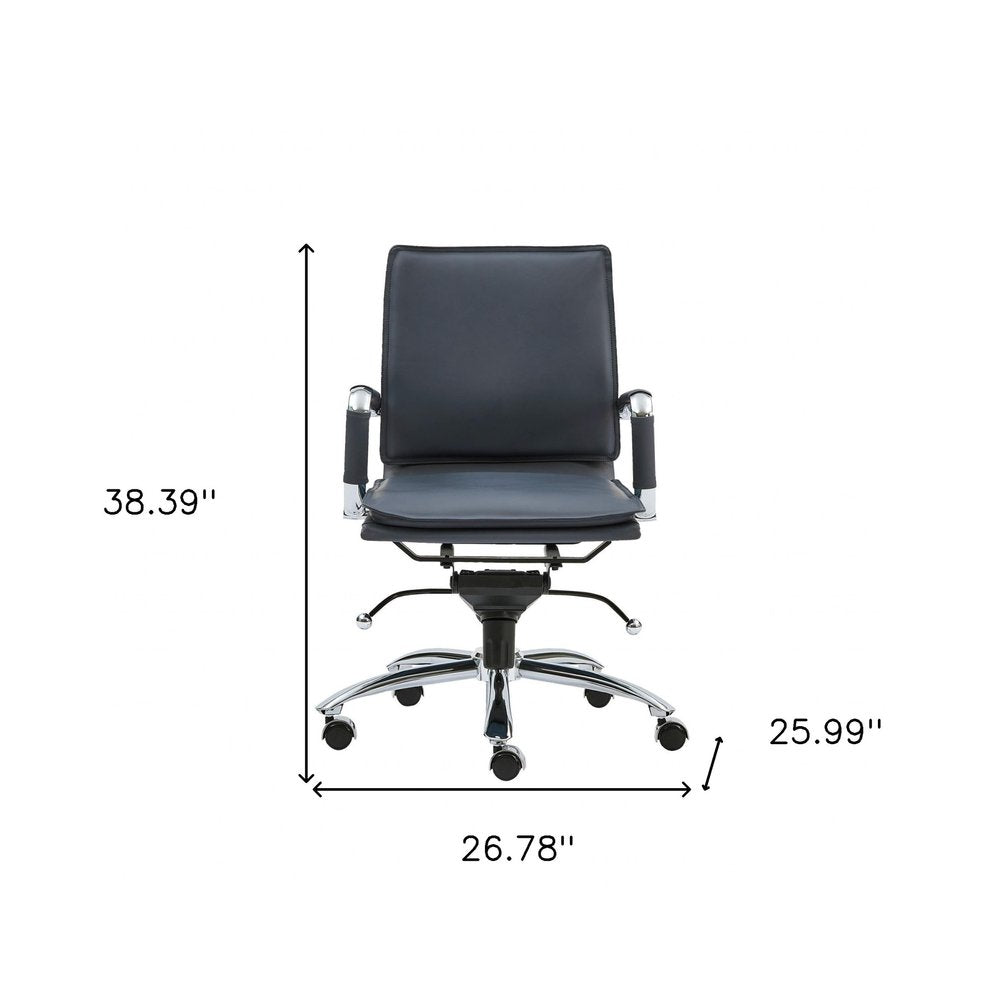 Blue and Silver Adjustable Swivel Faux Leather Rolling Conference Office Chair HomeRoots