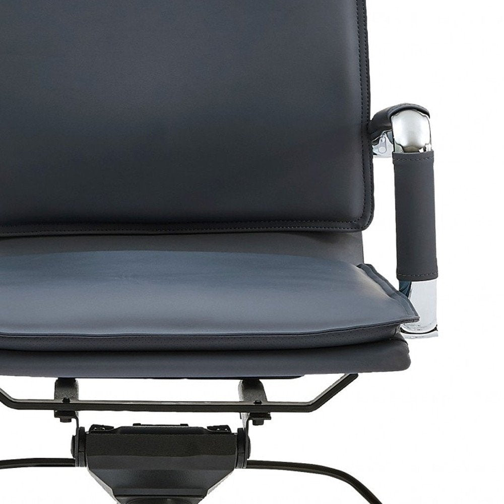 Blue and Silver Adjustable Swivel Faux Leather Rolling Conference Office Chair HomeRoots