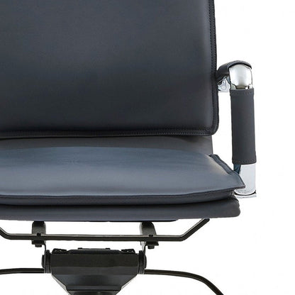 Blue and Silver Adjustable Swivel Faux Leather Rolling Conference Office Chair HomeRoots