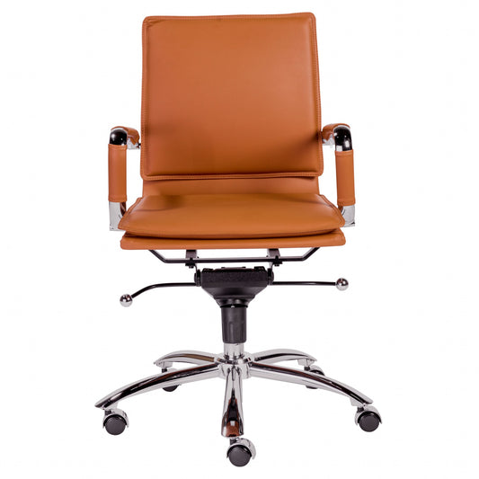 Amber and Silver Adjustable Swivel Faux Leather Rolling Conference Office Chair