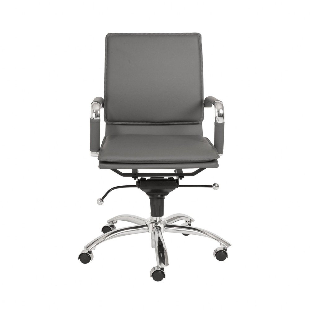 Silver and Gray Adjustable Swivel Faux Leather Rolling Conference Office Chair HomeRoots
