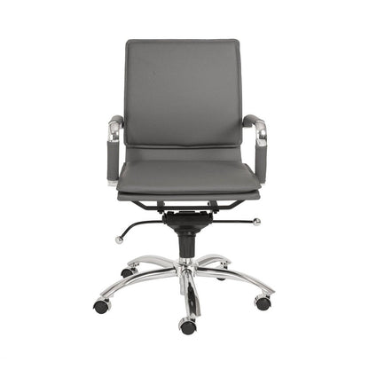 Silver and Gray Adjustable Swivel Faux Leather Rolling Conference Office Chair HomeRoots