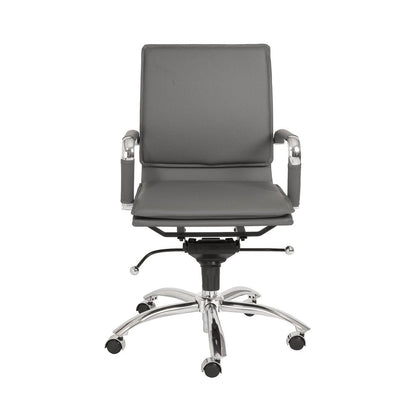 Silver and Gray Adjustable Swivel Faux Leather Rolling Conference Office Chair HomeRoots