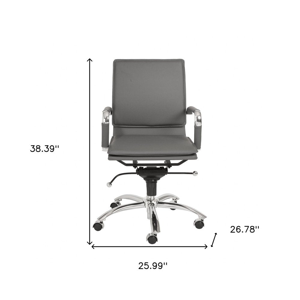 Silver and Gray Adjustable Swivel Faux Leather Rolling Conference Office Chair HomeRoots