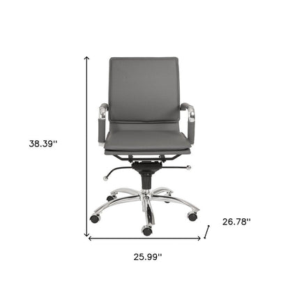 Silver and Gray Adjustable Swivel Faux Leather Rolling Conference Office Chair HomeRoots