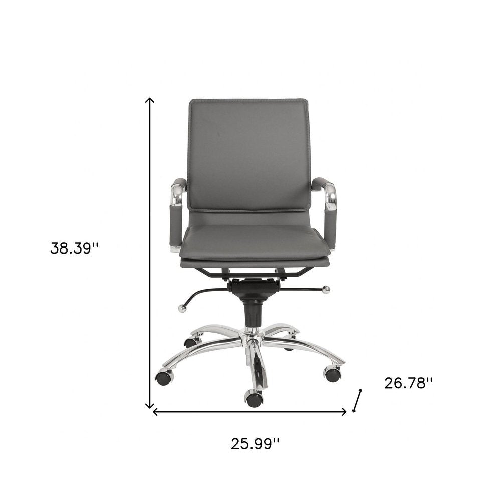 Silver and Gray Adjustable Swivel Faux Leather Rolling Conference Office Chair HomeRoots