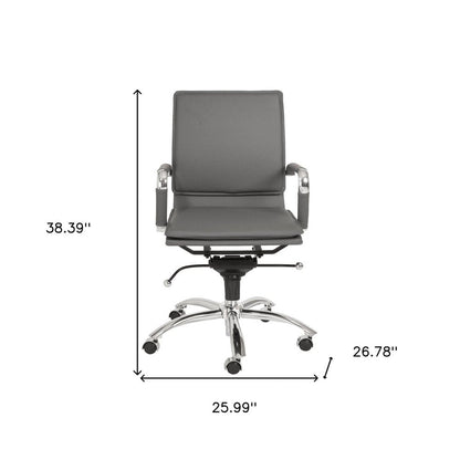 Silver and Gray Adjustable Swivel Faux Leather Rolling Conference Office Chair HomeRoots