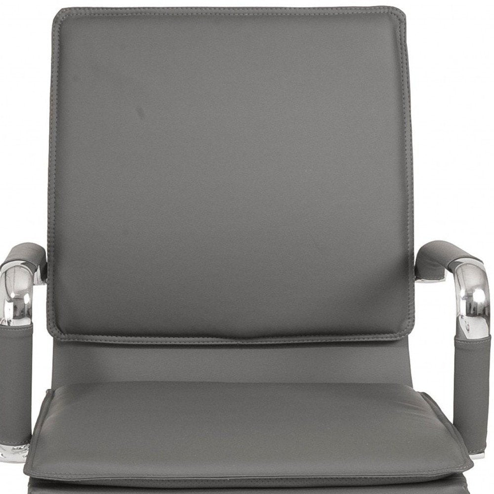 Silver and Gray Adjustable Swivel Faux Leather Rolling Conference Office Chair HomeRoots