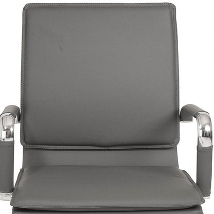 Silver and Gray Adjustable Swivel Faux Leather Rolling Conference Office Chair HomeRoots