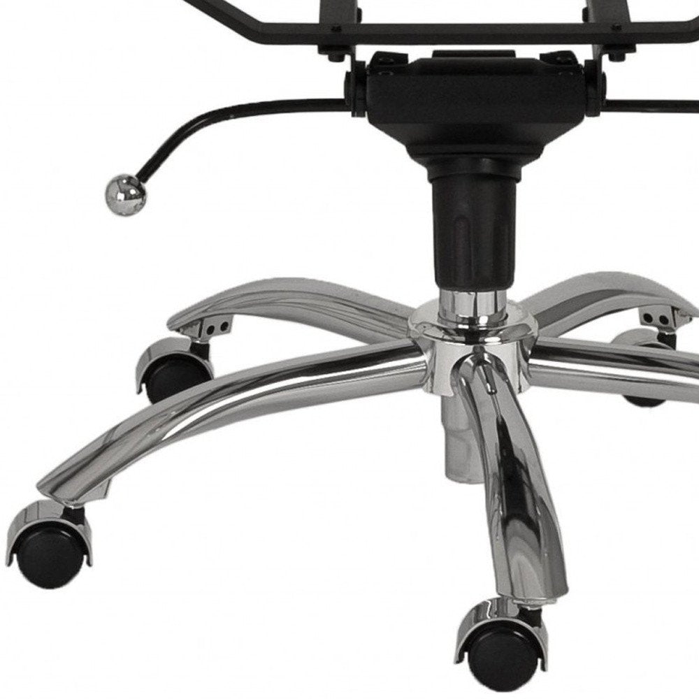 White and Silver Adjustable Swivel Faux Leather Rolling Conference Office Chair HomeRoots