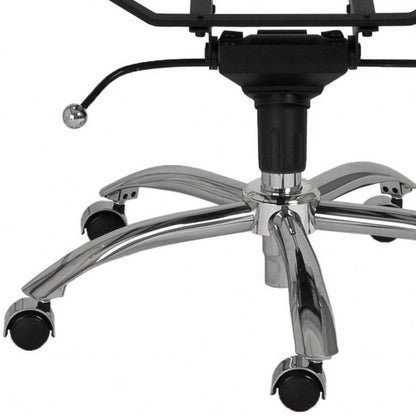 White and Silver Adjustable Swivel Faux Leather Rolling Conference Office Chair HomeRoots