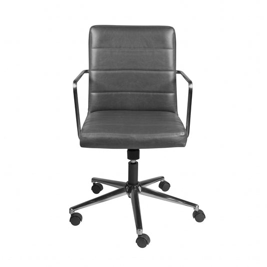Gray and Silver Adjustable Swivel Faux Leather Rolling Conference Office Chair