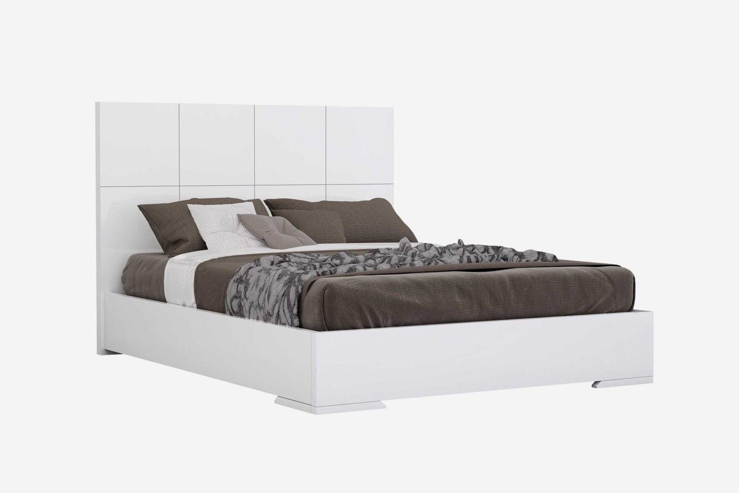 Contemporary White Queen Platform Bed - FurniFindUSA