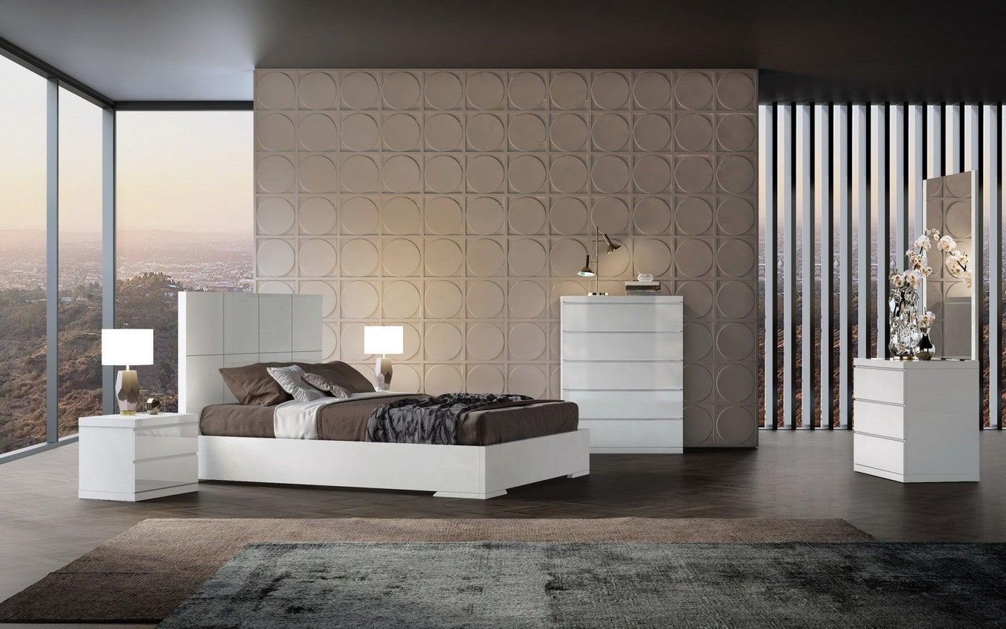 Contemporary White Queen Platform Bed - FurniFindUSA