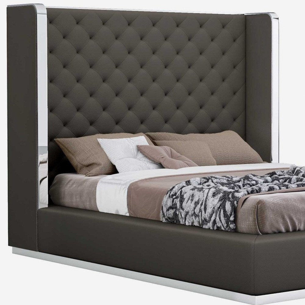 75 X 91 X 60 Dark Grey Queen Bed HomeRoots
