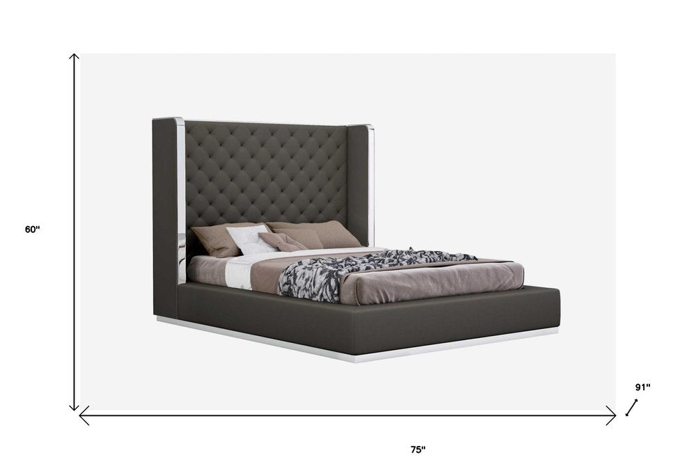 75 X 91 X 60 Dark Grey Queen Bed HomeRoots