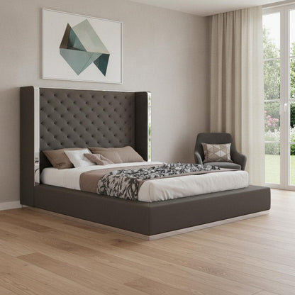 75 X 91 X 60 Dark Grey Queen Bed HomeRoots