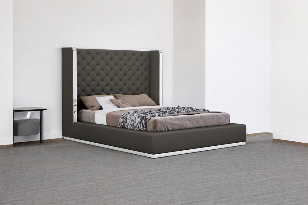 75 X 91 X 60 Dark Grey Queen Bed HomeRoots